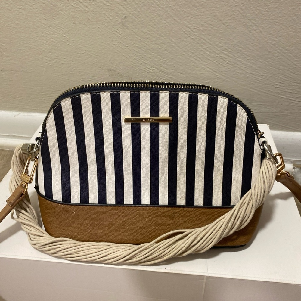 Aldo‎ Striped Navy and Brown Crossbody Bag
